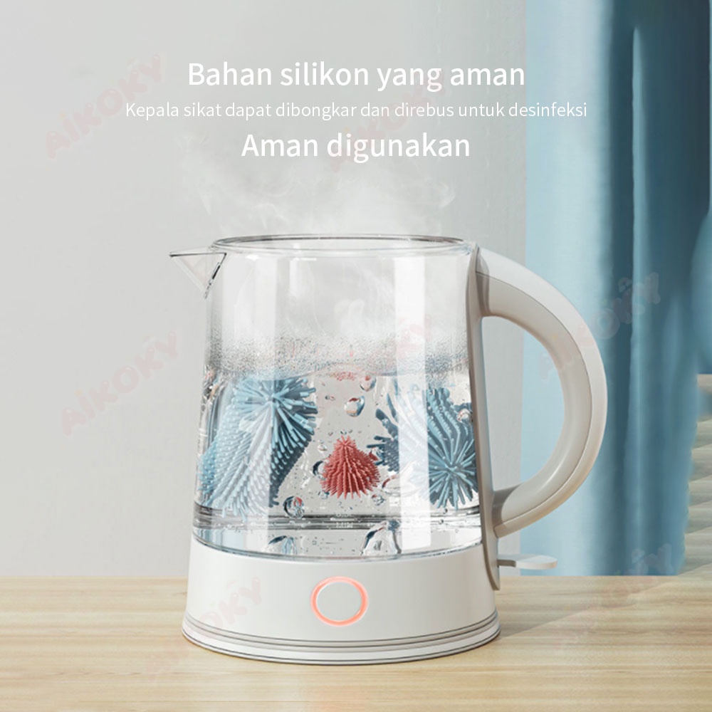 AIKOKY Pembersih botol susu bayi silikon 3in1/Sikat botol silikon panjang/Sikat dot baby botol susu