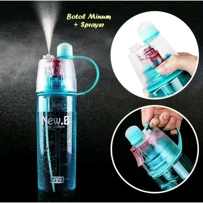 Botol Minum New B Sport Spray Water Bottle 600 ML Botol Semprot - Kenji Shop