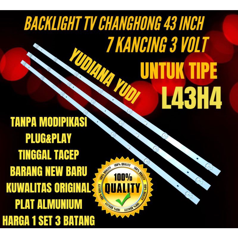 BACKLIGHT TV LED CANGHONG 43INCH L43H4 7KANCING 3VOLT