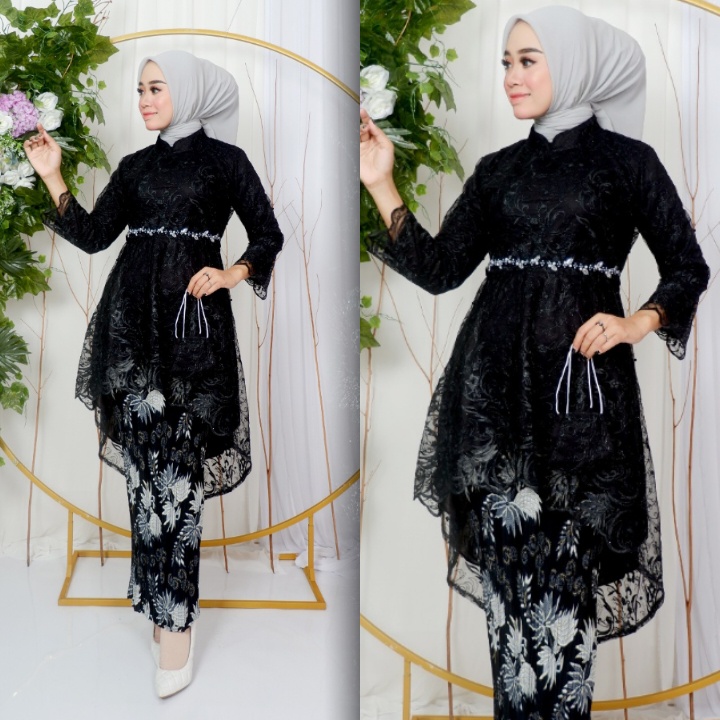 COD - Setelan Kebaya Tunik Lesti Kejora / Atasan Kebaya / Kebaya Modern / Kebaya Brokat / Kebaya Pes