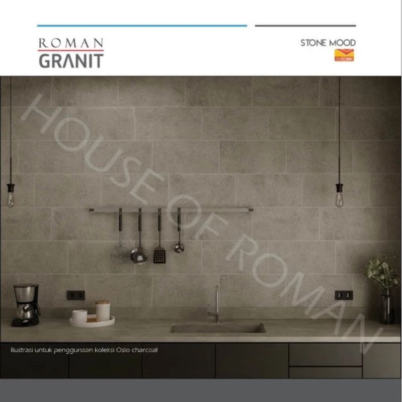 Roman granit Oslo 60x30 / roman oslo charcoal / roman oslo cenere / keramik industrial / roman indus