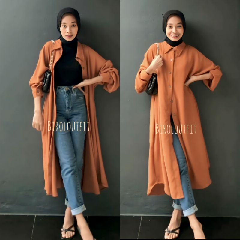 KARA LONG TUNIK/KEMEJA PANJANG WANITA/KEMEJA OVERSIZE/KEMEJA TUNIK/SHIRT DRESS