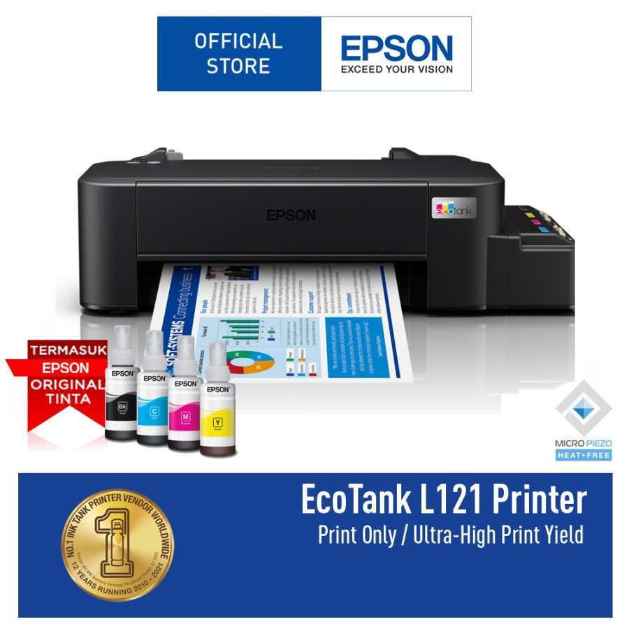 PRINTER EPSON L121 PRINT ONLY INKTANK GARANSI RESMI EPSON INDONESIA 2 TAHUN