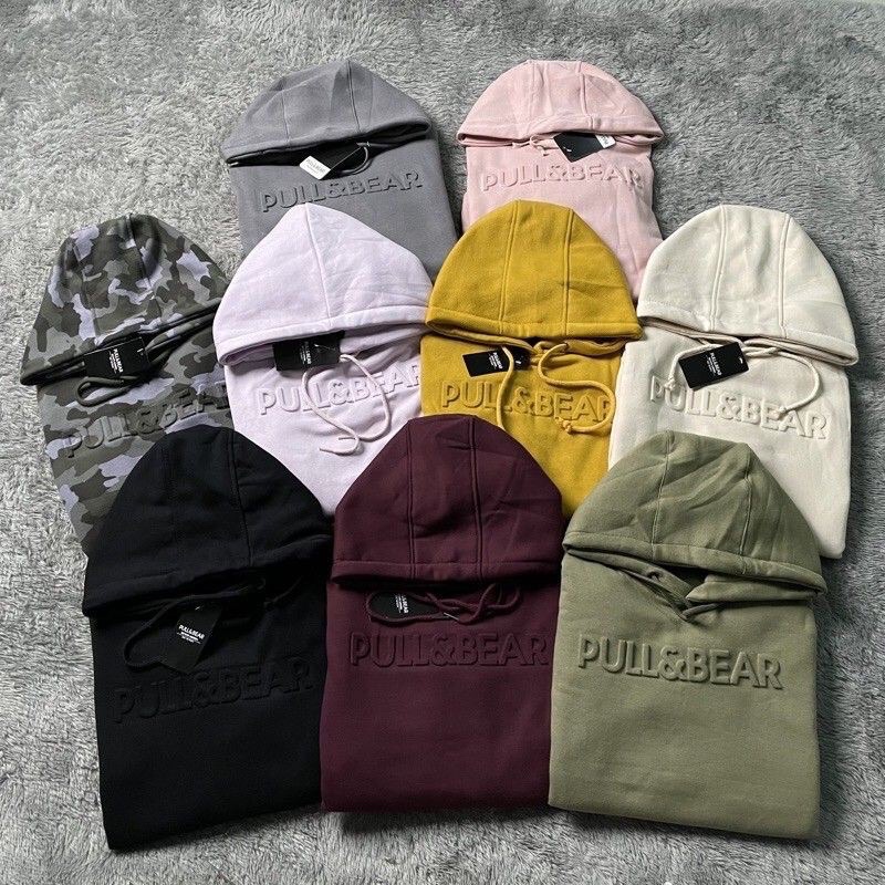 Hoodie Pull and Bear Motif Embos Timbul Original
