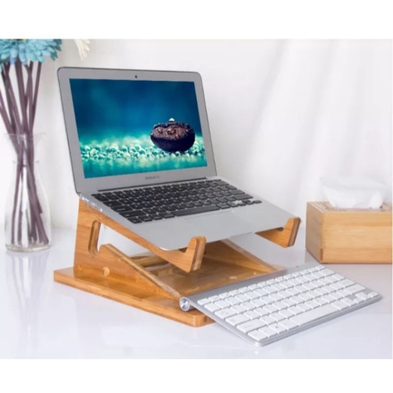 Alas Laptop Stand Laptop Dudukan Laptop Kayu Stand Holder Laptop