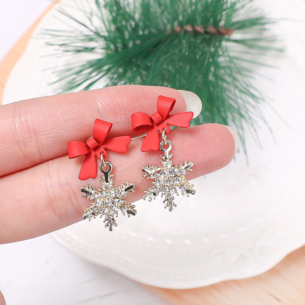 Anting Tusuk Gantung Wanita Desain Snowflake Hias Zircon Gaya Korea / Simple / Elegan Untuk Pesta / Pernikahan