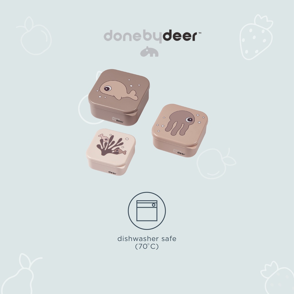 Done by Deer Snack Box Set Sea Friends Kotak Makan Tempat Makan Anak Isi 3 Pcs