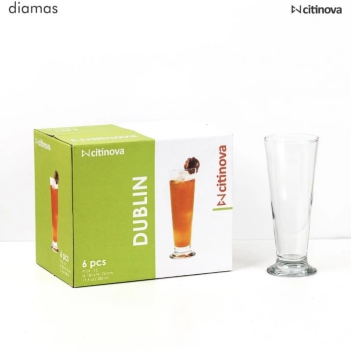 6 Pcs Gelas Kaca Kaki Pilsner DUBLIN CITINOVA Kopi Minum Cafe Restoran