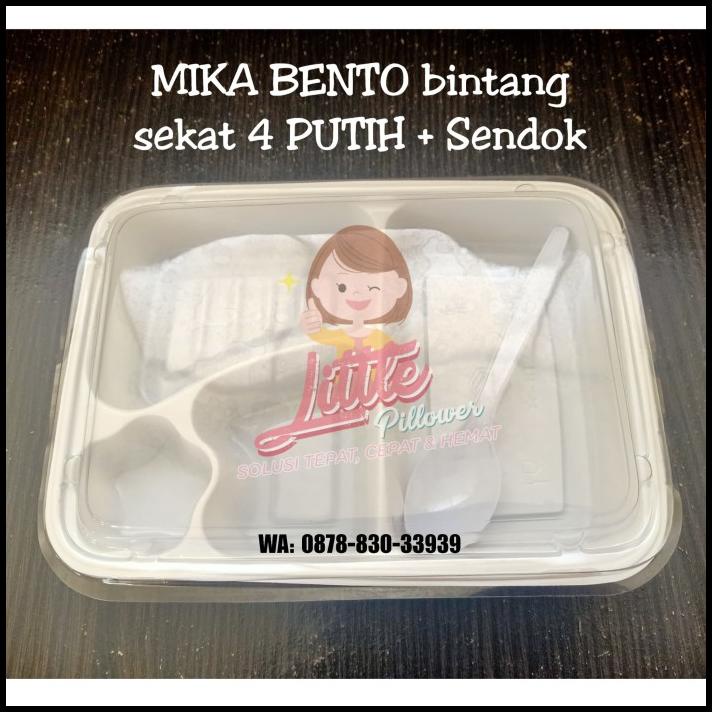 Mika Bento Sekat 4 Putih + Sendok/Tray Bento/Box Bento/Food Container