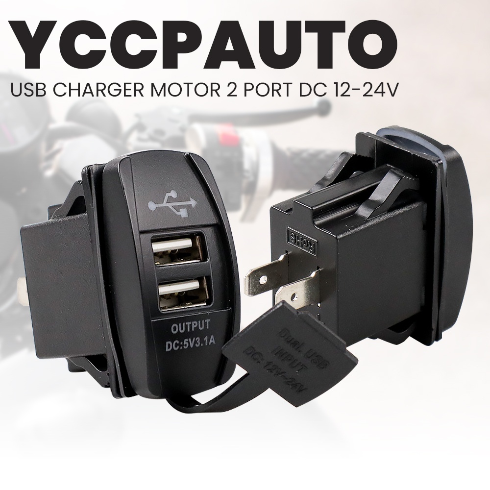 USB Charger Motor 2 Port DC 12-24V - CJ-L040 - OMRS1QBK Black