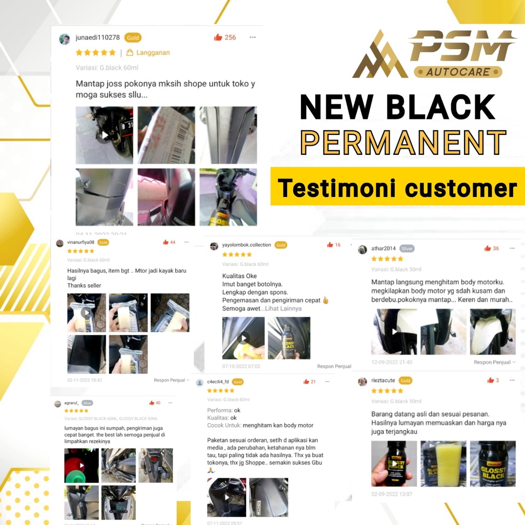 Trim Restorer, Penghitam Trim,  Semir Mobil dan Motor GLOSSY BLACK Permanent Gel 250ml