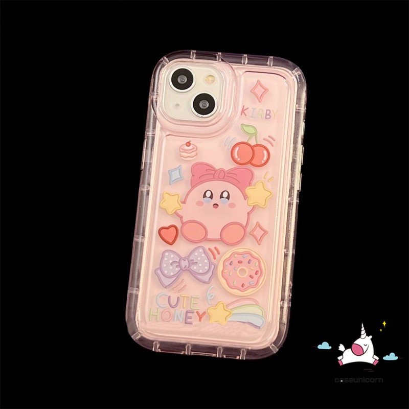 Soft Case TPU Motif Kartun Strawberry Beruang Kirby Cherry Untuk iPhone 11 14 13 12 Pro MAX XR 7plus 7 8 6 6S Plus X XS MAX