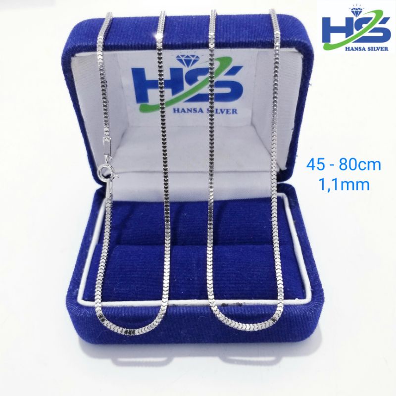 Kalung Perak Asli Silver 925 Lapis Emas Putih Model Milano 45 50 55 60 65 70 75 80 Cm - Kalung Perak Pria Wanita Anti Karat