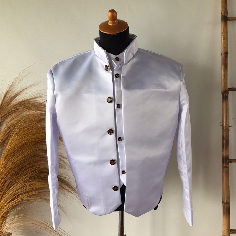 beskap solo putih/beskap putih polos/Beskap prewedding