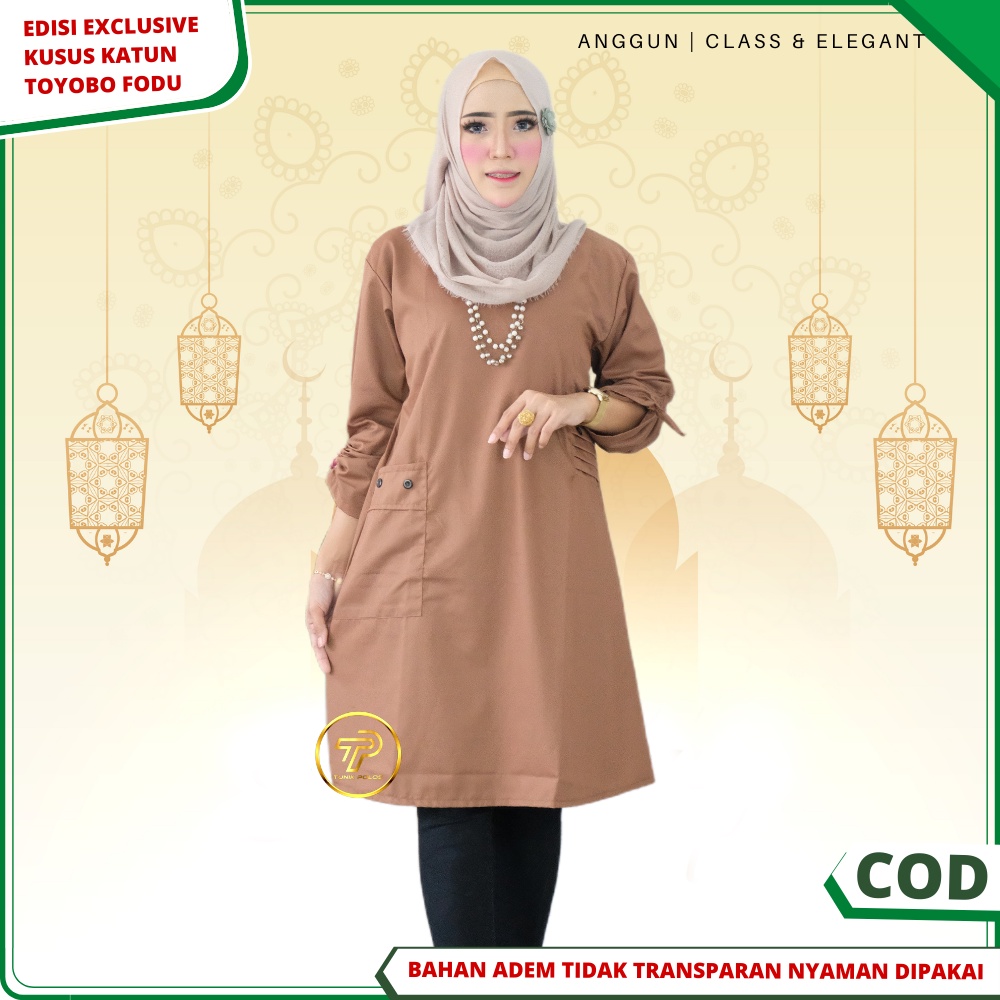 Baju Atasan Tunik Polos UKURAN JUMBO Ld 120 130 Wanita Terbaru 2022 Kekinian Bahan katun Toyobo Prem