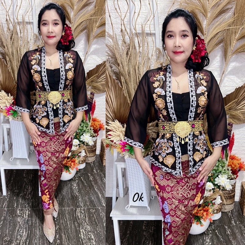 kebaya jadi bordir motif daun waru