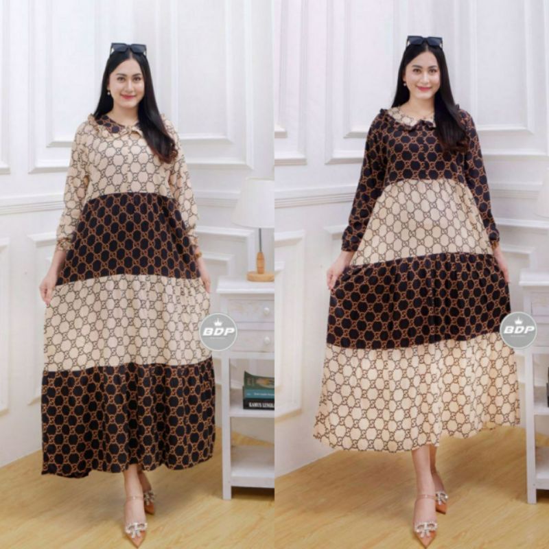 Jual Midi Dress Rayon Motif Terbaru Viral Shopee Indonesia