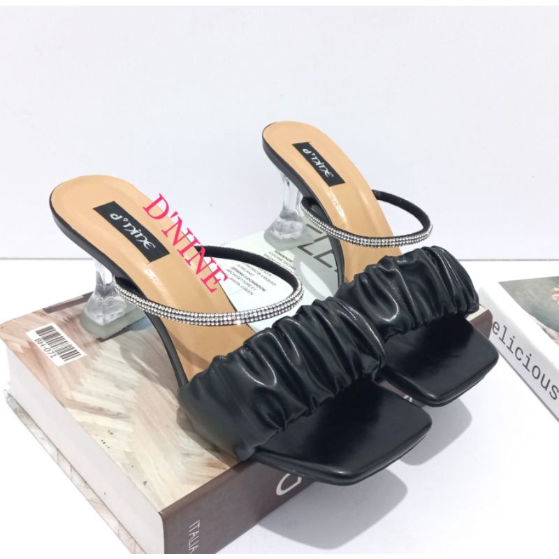 Sandal Wanita Sandal high heels kaca slop kerut SH 08