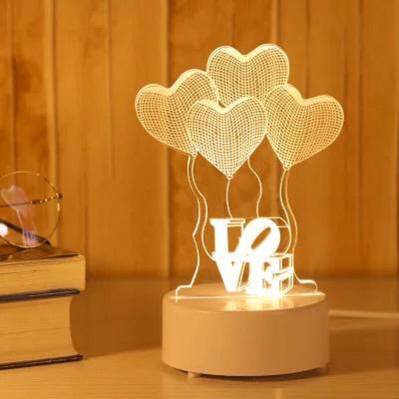 Lampu Tidur LED 3D Bahan Akrilik /LAMPU MEJA LED MOTIF AKLIRIK yg di GRAFIR