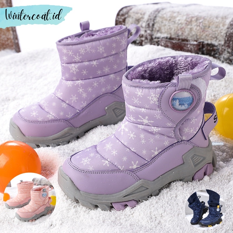 Kids snow boots frozen sepatu salju anak musim dingin anti slip waterproof import ski cowok cewek hangat