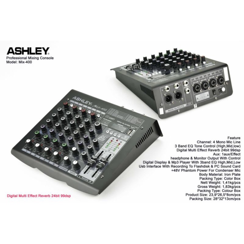 Mixer Ashley 4 Channel Mix400 mix 400 baru