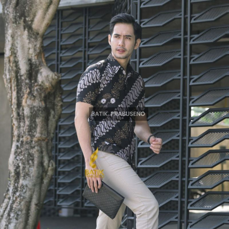 Batik Pria Slimfit Premium Original Batik Prabuseno Batik PARANGPUSTAKA Kemeja Kerja Cowok Trendy Ke