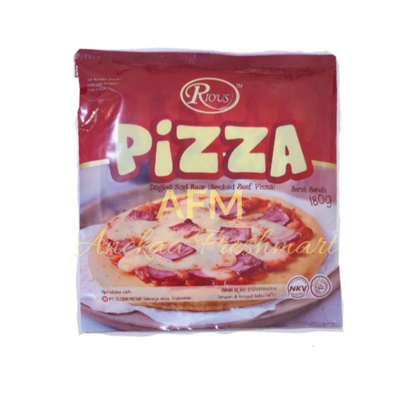 

RIOUS SMOKED BEEF PIZZA 180GR LENGKAP DENGAM TOPPING SMOKEF BEEF PIZA