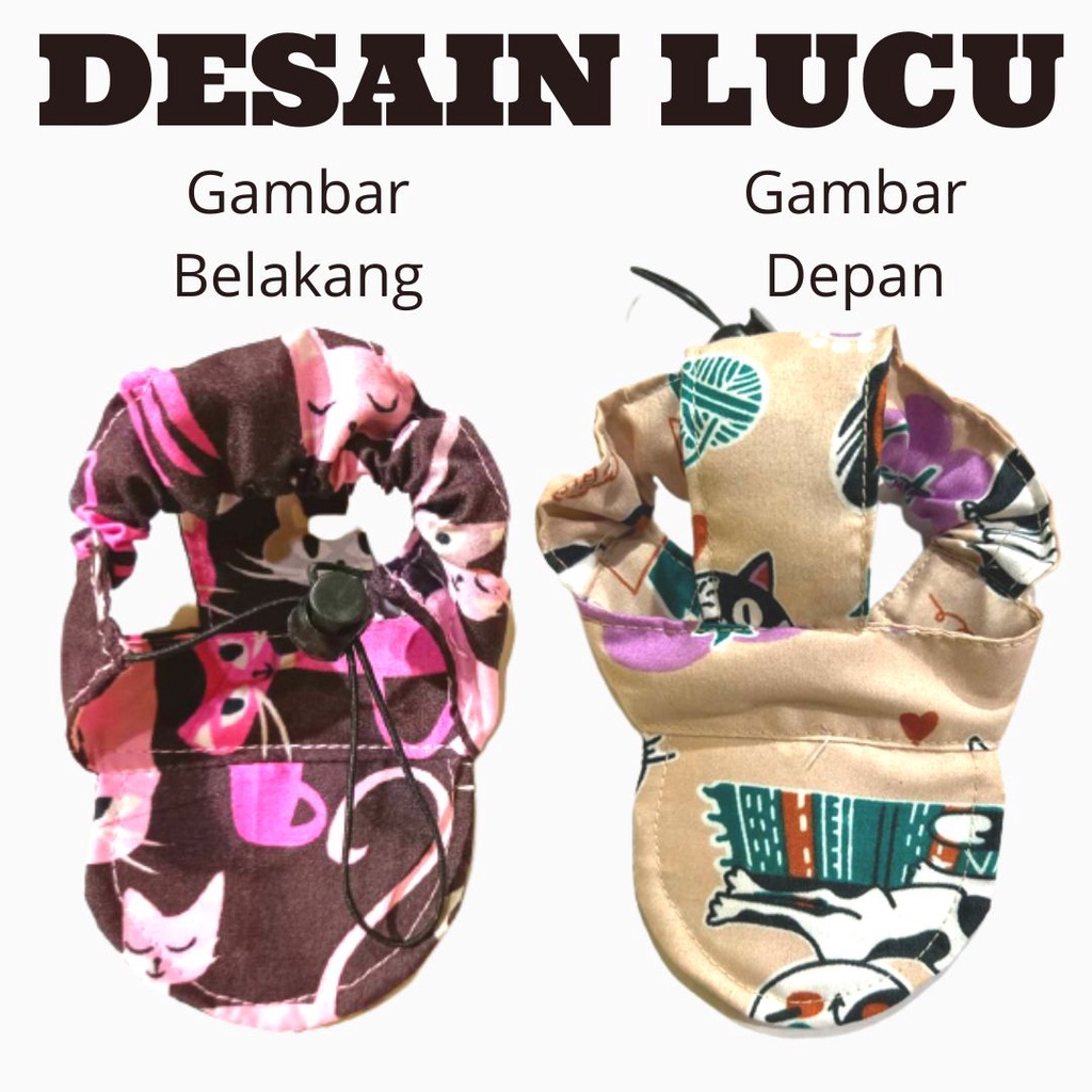 Topi Kucing Lucu Motif Terbaru Adult dan kitten Ada Lobang Telinga Original FEZONE