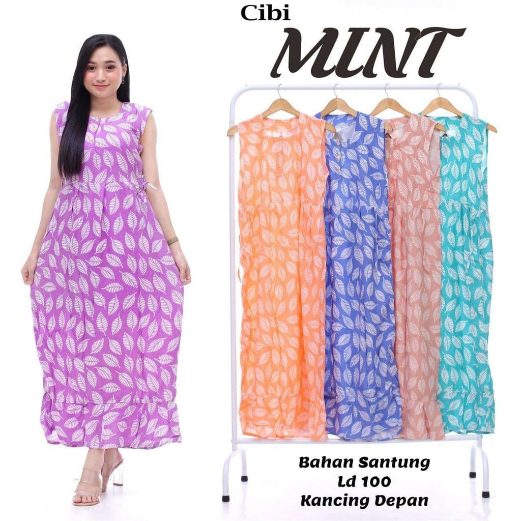 Daster cibi tanpa lengan dada kancing busui tali samping bahan rayon