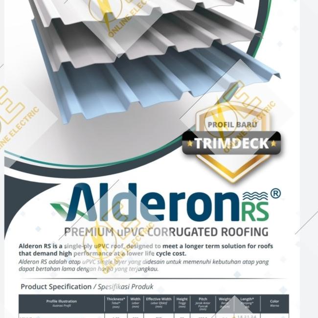 Alderon RS Trimdeck - Atap uPVC Single Layer - Lite Grey