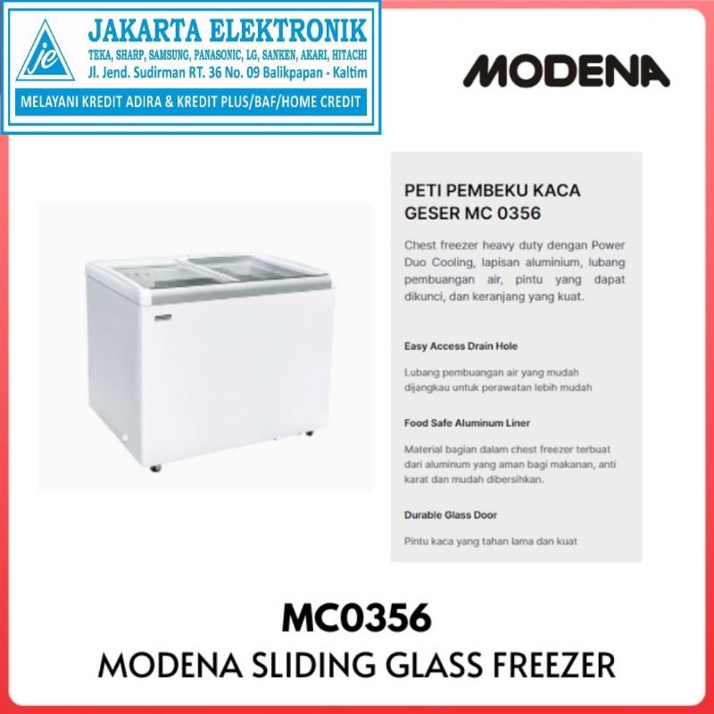 MODENA CHEST FREEZER KACA SLIDING MC0356