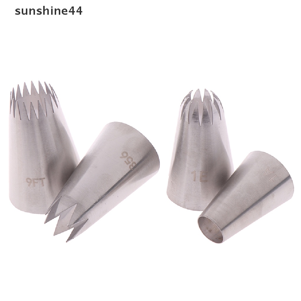 Sunshine 4pcs Spuit Piping Besar Bahan Stainless Steel Untuk Dekorasi Kue