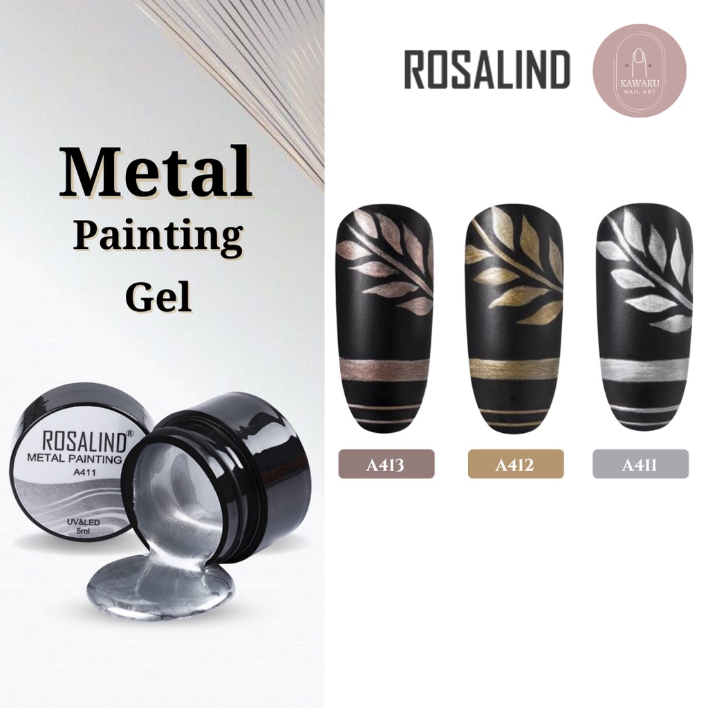 Rosalind Gel Metal Painting UV LED / kutek nail art Soak Off Paint Pot