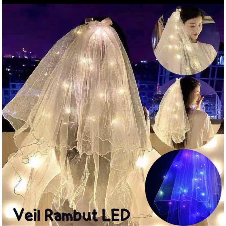 Veil pengantin anak dewasa led/jepit veil