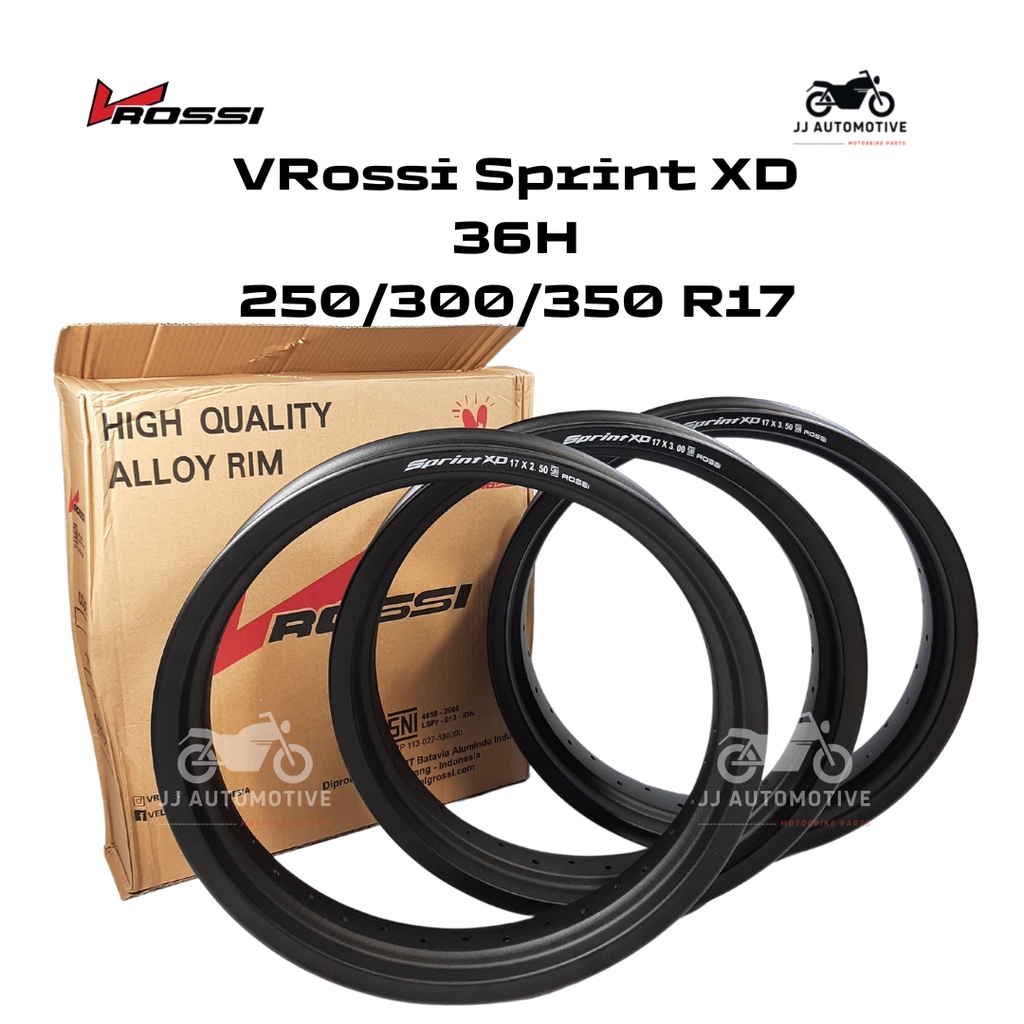 Velg VRossi Sprint XD H36 Hole 36 250/300/350 R17 SUPERMOTO BLACK ROSSI XD ORIGINAL