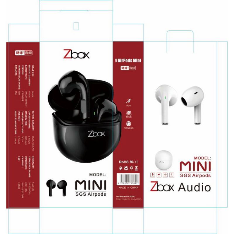 Headset Bluetooth Sport Zbox SGS TWS V5.0 Mini