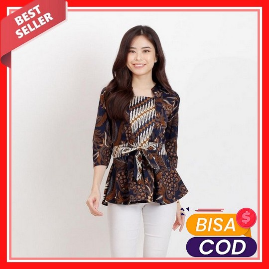 Tunik Motif Ranjana Atasan Baju Batik Wanita Lengan 3/4 Prabuseno Modern Premium Jumbo Big Size Full