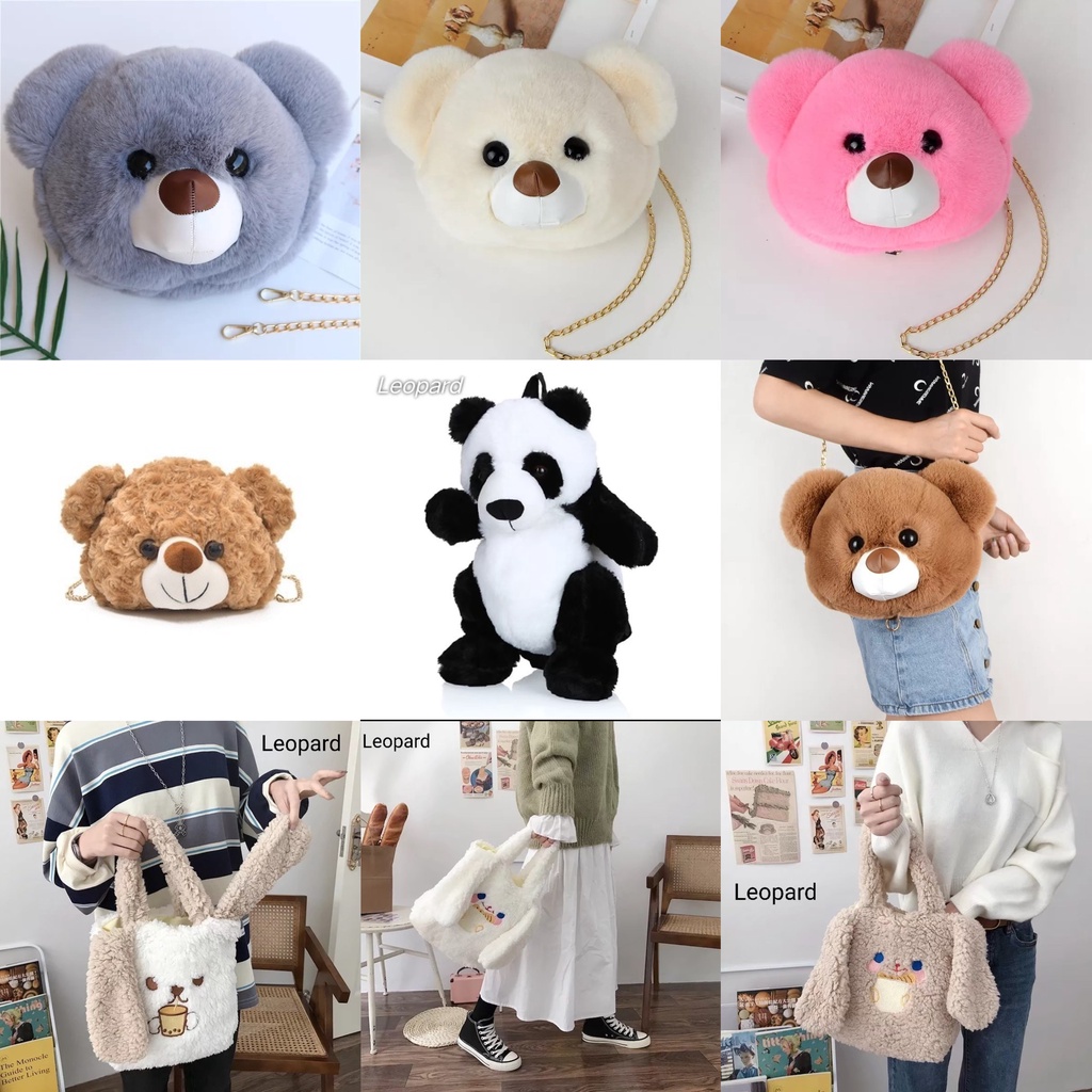 [GALERI TAS BONEKA] Promo Ransel Stitch Biru Pink Tas Boneka Panda Tas Beruang Ransel Tedy Bear Bulu Lucu Imut Gemoy Ransel Wanita Baru Boneka Mewah Ransel Kasual Tas Kepribadian Kartun Beruang Tas B2305