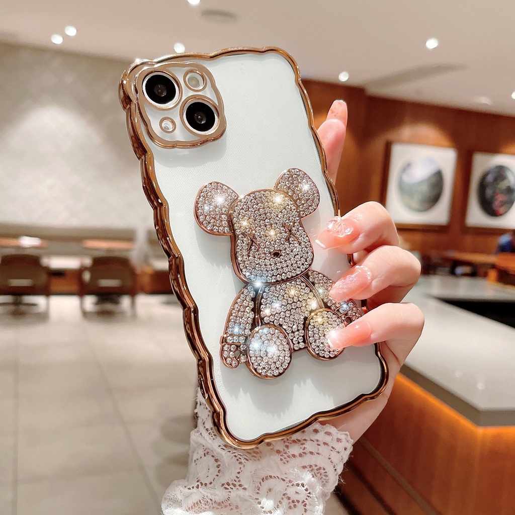 Soft Case Transparan Motif Beruang 3D Untuk Iphone 14 Pro Max 14 13 12 11 Pro Max Xs Max xr 8 7 Plus