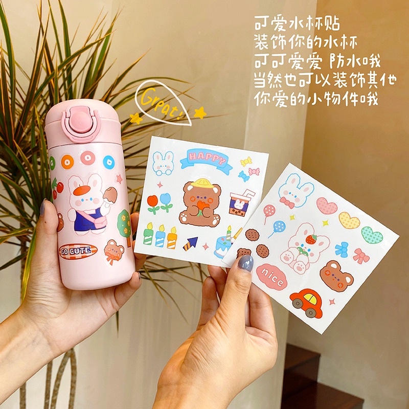 1pcs Stiker Botol minum motif beruang lucu