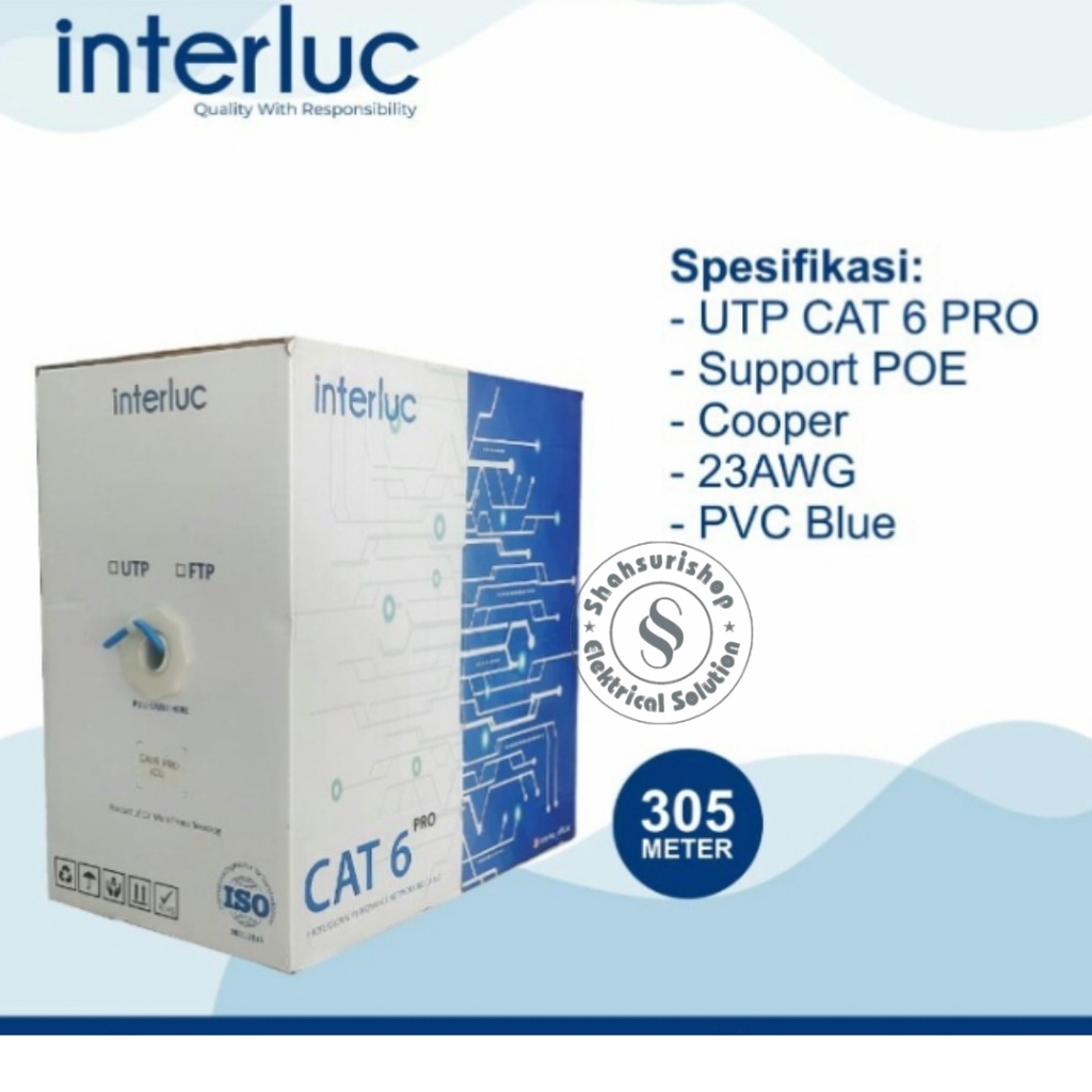 INTERLUC KABEL UTP CAT6 BIRU HIGH QUALITY MURAH