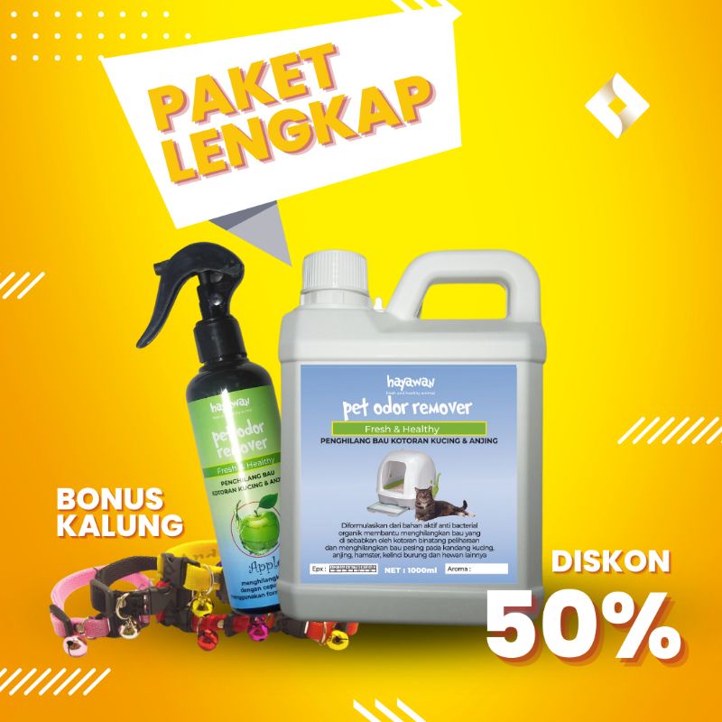 paket lengkap refill 1 Liter dan spray 250 penghilang bau kotoran hewan pesing kandang kucing anjing