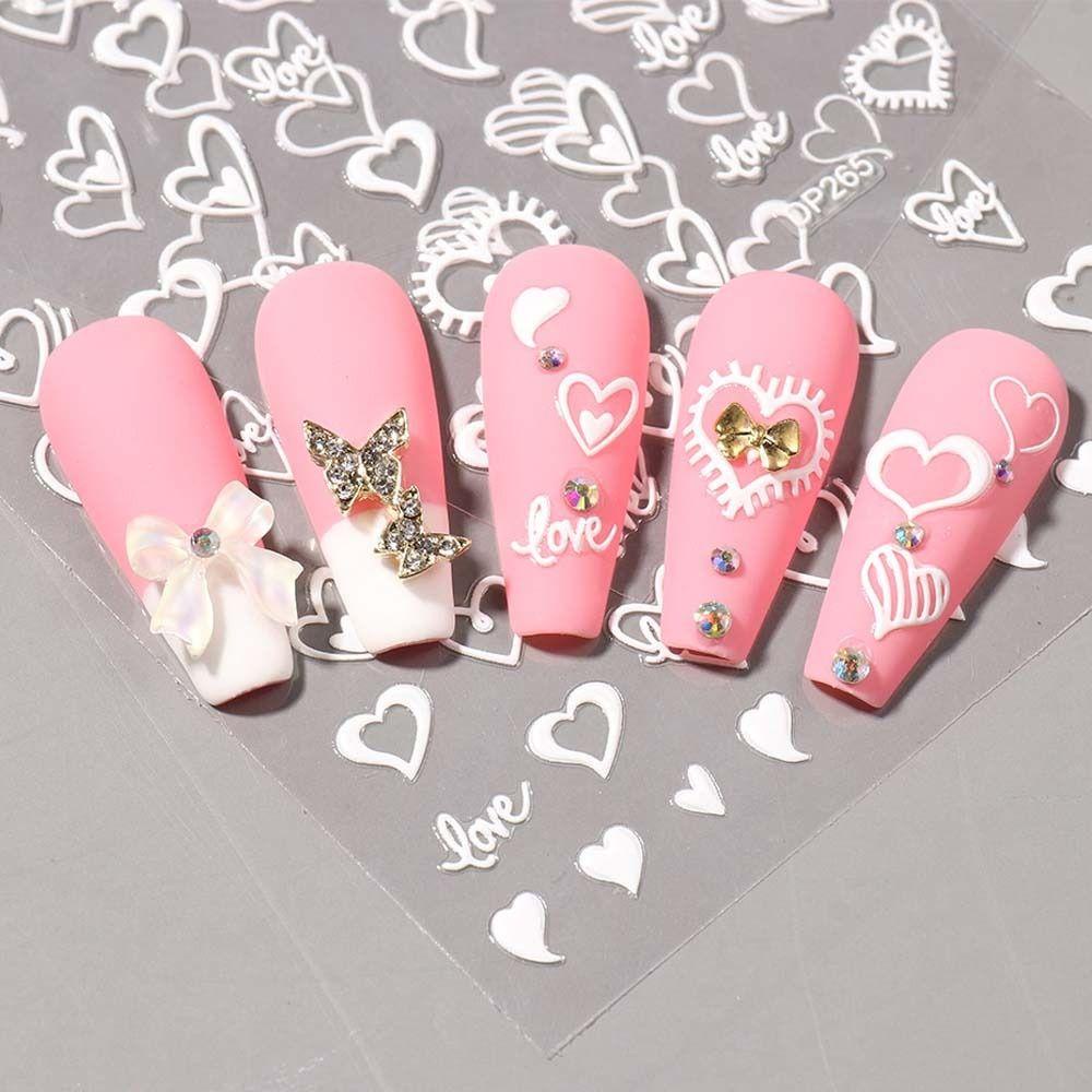 AUGUSTINA Agustina Bunga Stiker Kuku Wanita Self Adhesive Bintang Manikur Aksesoris Relief Nail Art Dekorasi