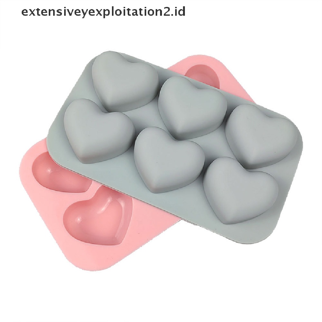 1 Pc Cetakan Kue Bentuk Hati 3D 6 Rongga Bahan Silikon