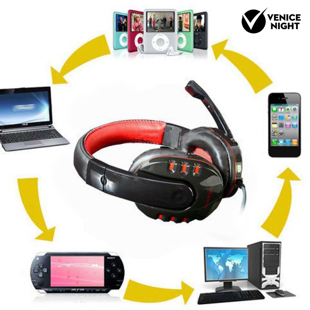 (VNEP) (Berkabel) VP-X9 3.5mm Over-ear Headphone HiFi Bass Surround Stereo Headset dengan Mic