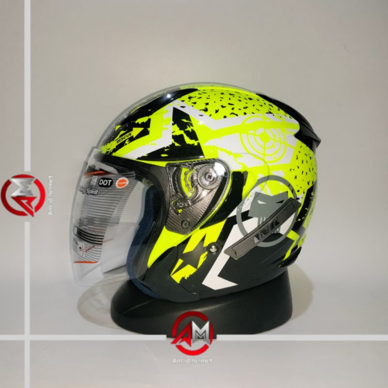 HELM INK METRO 2 SUPER PRO #3 YELLOW FLUO DOUBLE VISOR INK HELM METRO MOTIF SERI 3