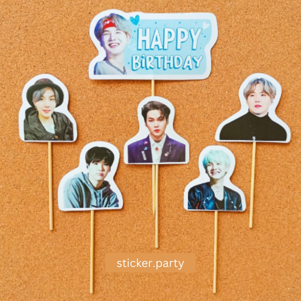 TOPPER CAKE SUGA BTS HAPPY BIRTHDAY HBD ULTAH ULANG TAHUN YOONGI HIASAN KUE DEKORASI ULANG TAHUN DEK