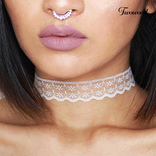 Kalung Choker Bahan Lace Motif Bunga Gaya Retro Boho Gothic Punk Untuk Wanita