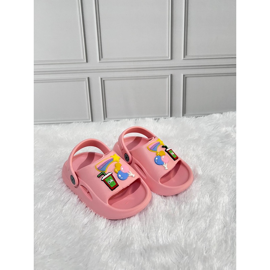 IR-307S-2 Sandal Selop Anak Perempuan Tali Belakang Karakter Balon Rainbow / Sandal Karet Anak Cewek Merek Irsoe Ukuran 19-24