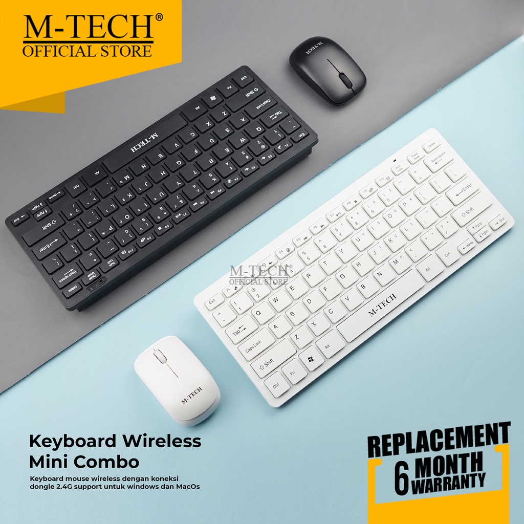 Keyboard Wireless Komputer M-Tech Original Mini Multimedia Combo Mouse STK-03